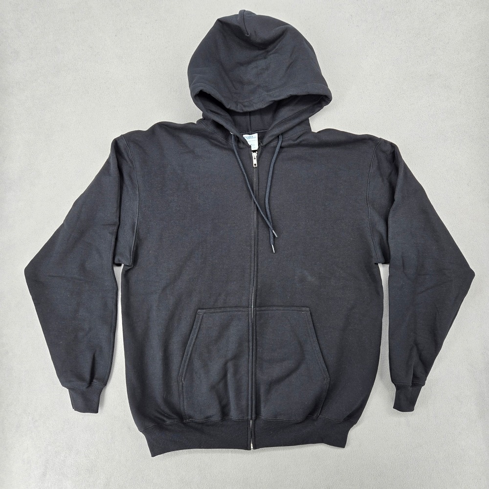 Port & Company Unisex NWOT Large Black Zip Up Essential Fleece Hoodie PC90ZH